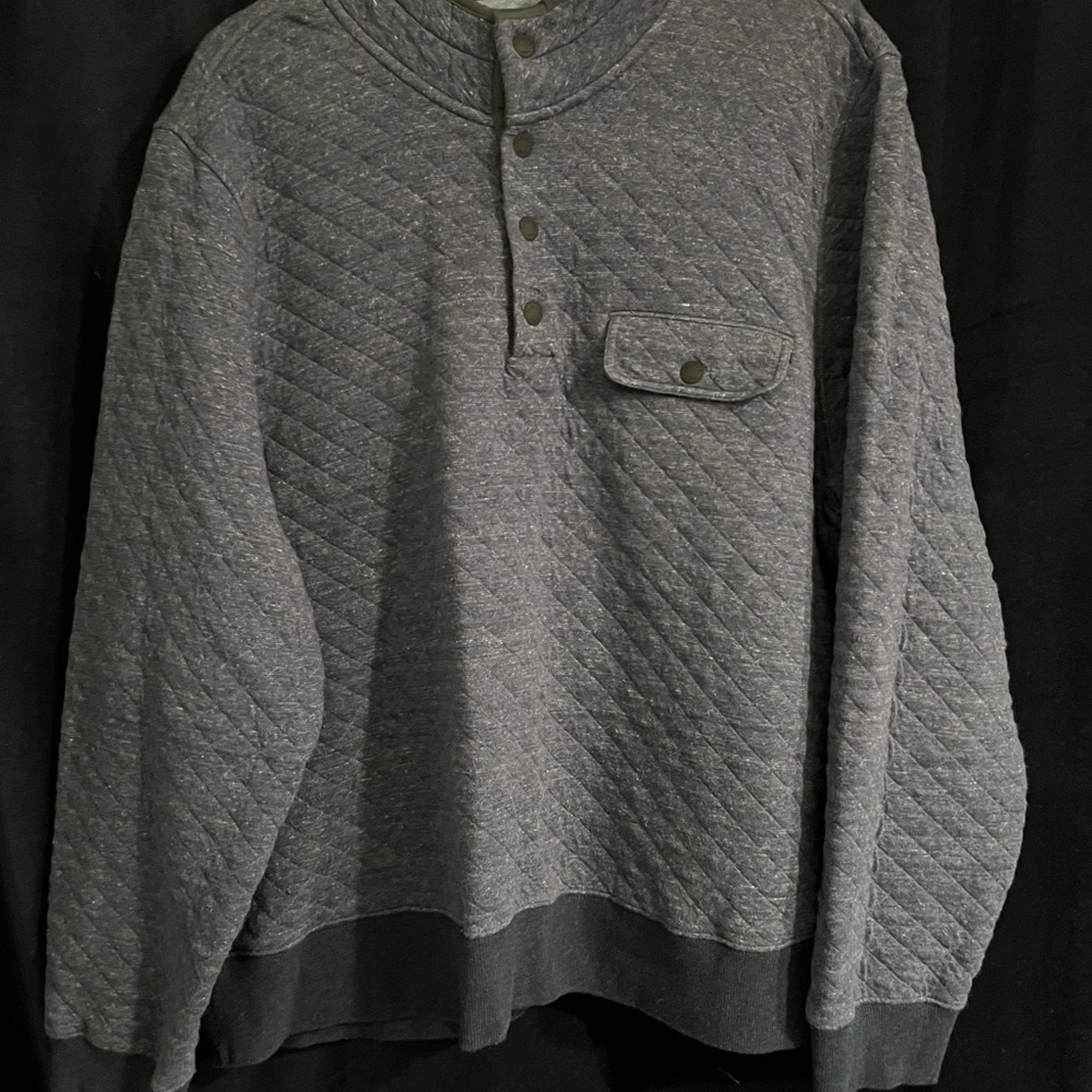 Men's Faherty Epic Quilted Fleece Pullover in Blue/Gray